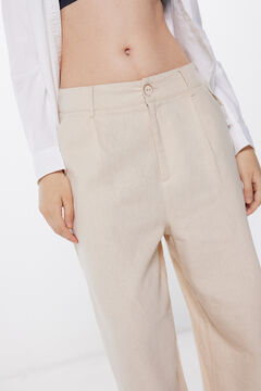 Springfield Pantalón chino lino beige