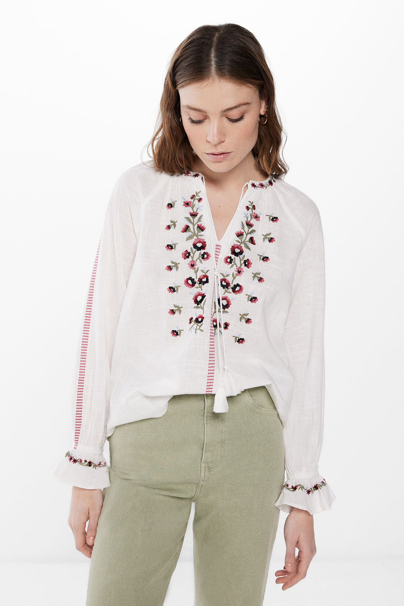 Blusa boho bordados flores Blusas de mujer WomenSecret MX