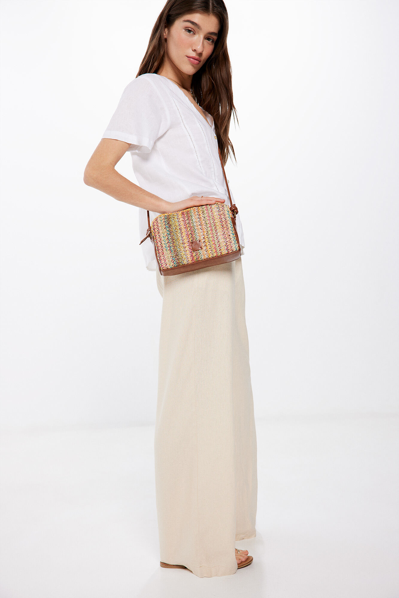Bolsa bandolera rafia multicolor Ropa de mujer WomenSecret MX
