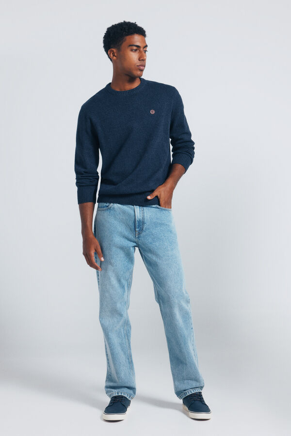 Springfield Jersey trenzado de fantasía liso azul