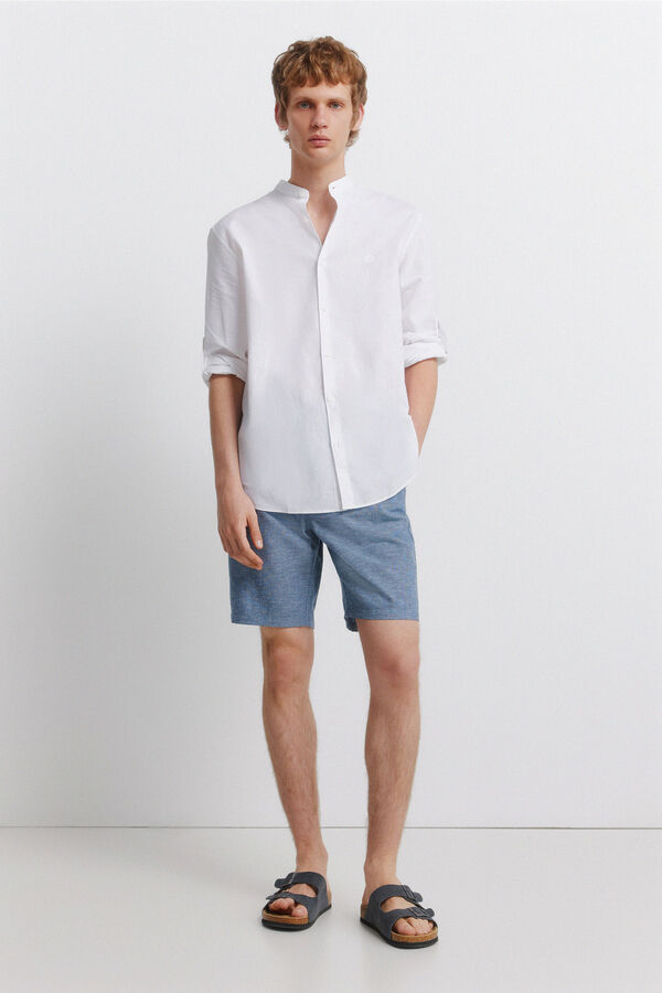 Springfield Bermudas de lino comfort slim fit azul