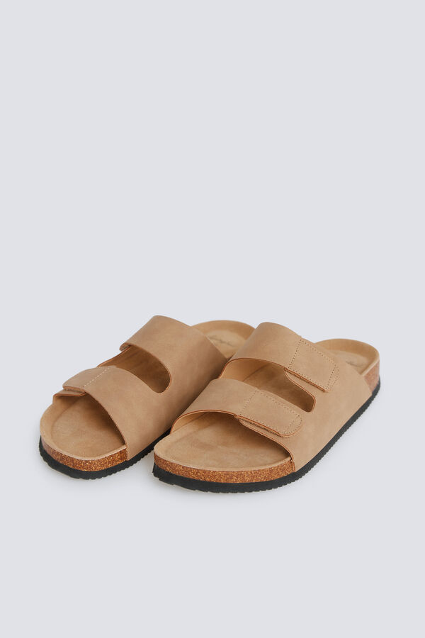 Springfield Sandalia de doble tira con velcro caf&eacute;