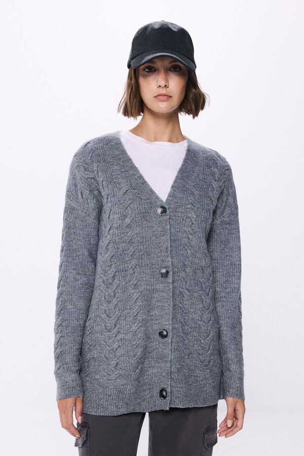 Springfield Cárdigan cable knit gris
