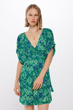 Springfield Vestido corto túnica estampado marfil