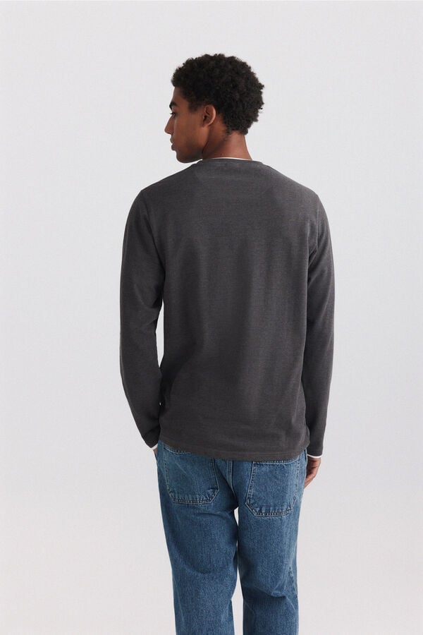Springfield Playera manga larga doble cuello melange gris