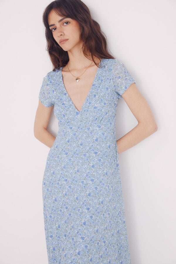 Springfield Vestido midi florecitas azul azul