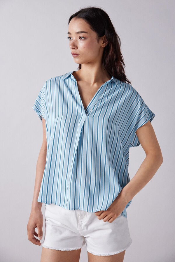 Springfield Blusa polera estampada natural