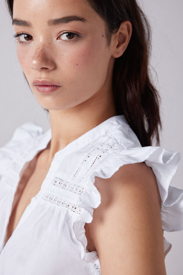 Springfield Blusa lace insertado natural