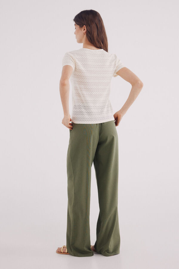 Springfield Pantalón lino ancho verde