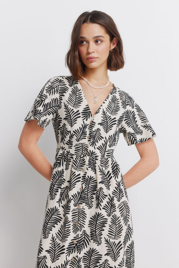 Springfield Vestido midi camisero estampado caf&eacute;
