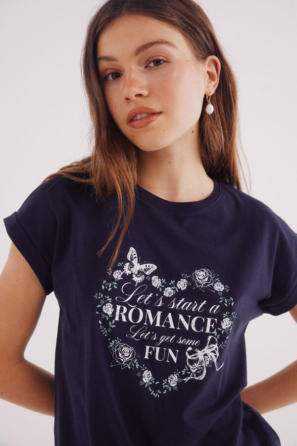 Springfield Camiseta gráfica flores marino