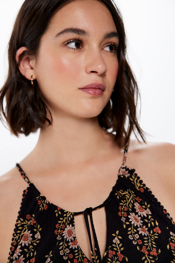 Springfield Top Halter Estampado negro