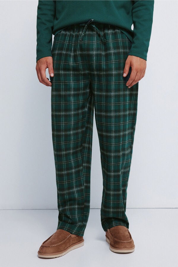 Springfield Pijama larga con pantalón de cuadros verde