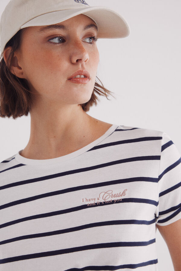Springfield Playera rayas texto marino