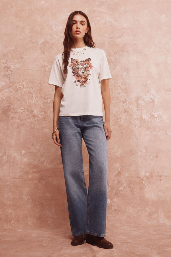 Springfield Playera "Meowgnifient" estampado