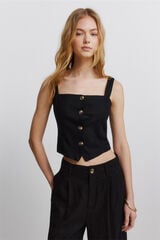 Springfield Top chaleco de lino negro negro