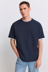 Springfield Playera de tela waffle doble azul