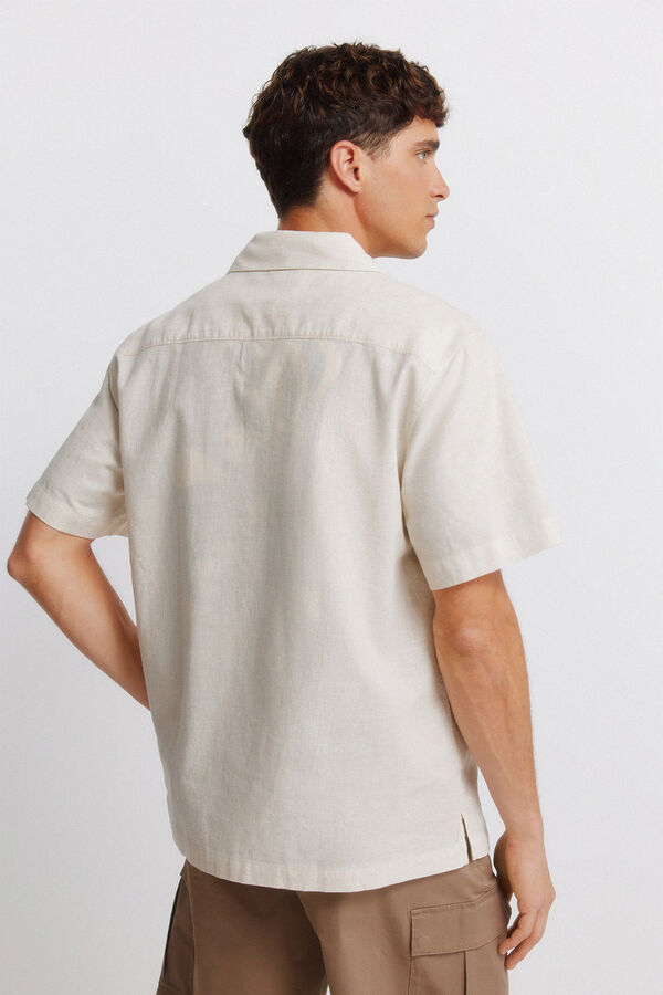 Springfield Camisa manga corta de lino beige