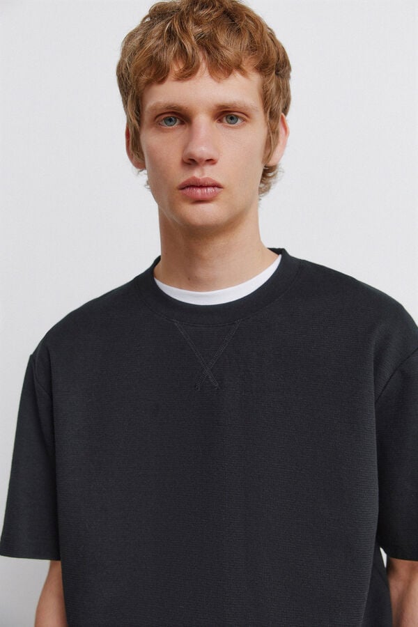 Springfield Playera de tela waffle negro