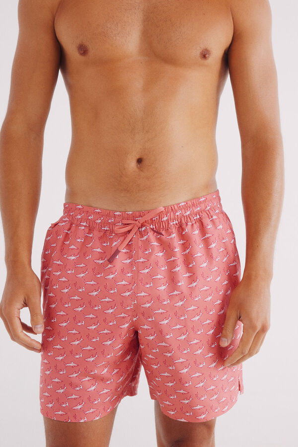 Springfield Bañador estampado tiburones rojo