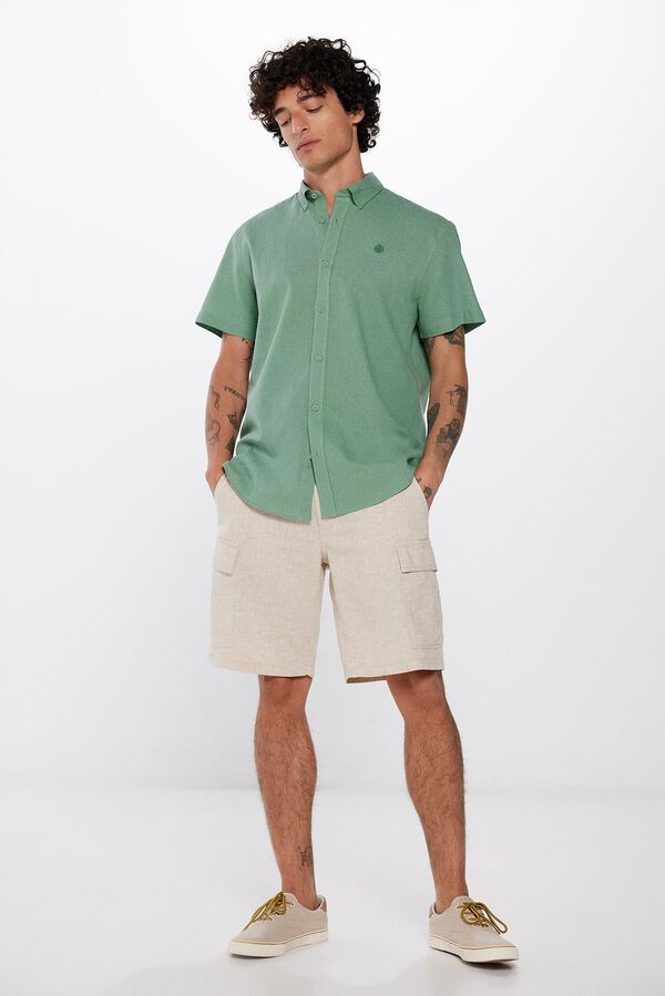 Springfield Camisa manga corta lino verde