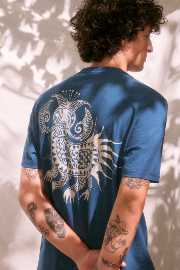 Springfield Playera estampado espalda "Roots Studio" azul