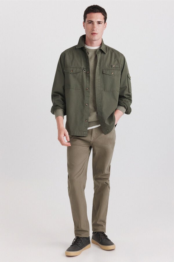 Springfield Su&eacute;ter b&aacute;sico cuello redondo khaki