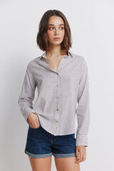 Springfield Camisa escote pico de lino caf&eacute;
