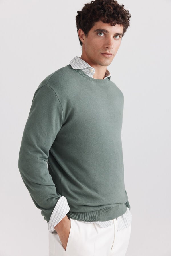 Springfield Su&eacute;ter b&aacute;sico cuello redondo verde