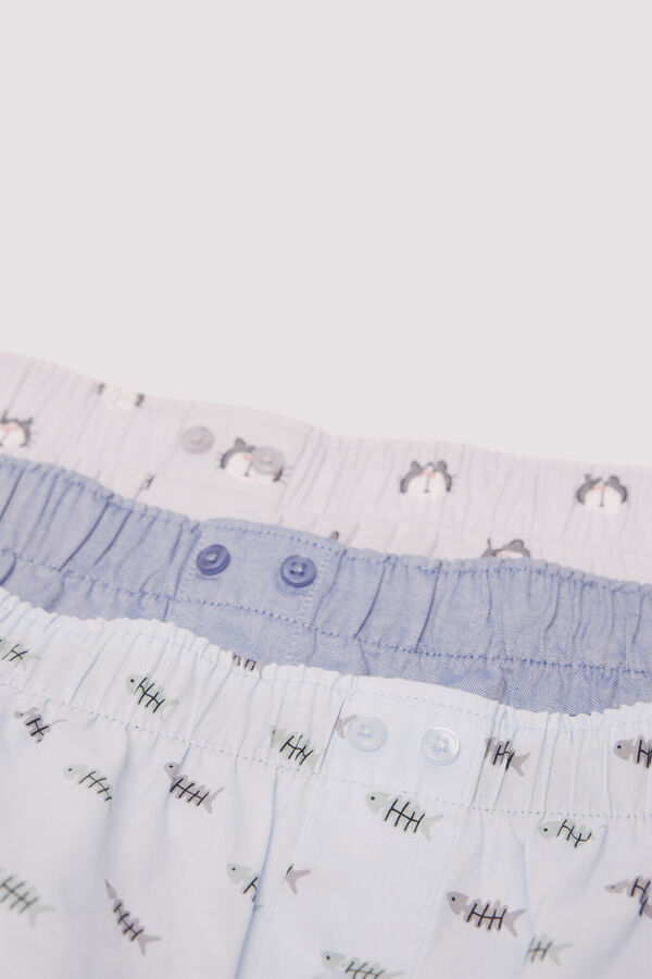 Springfield Pack de 3 calzones popel&iacute;n estampados gris