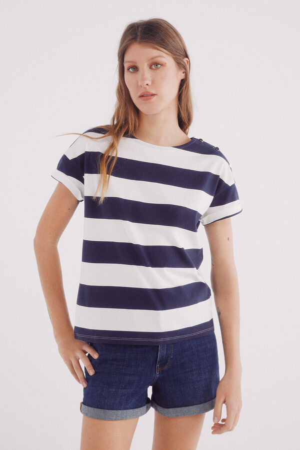 Springfield Playera manga vuelta botones hombro marino