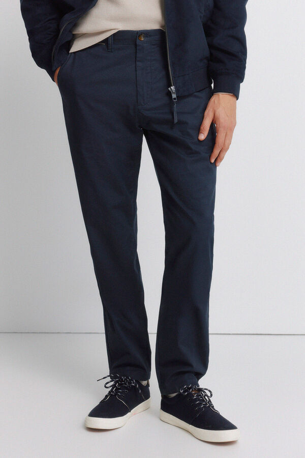 Springfield Pantal&oacute;n chino microestampado slim fit azul mezcla