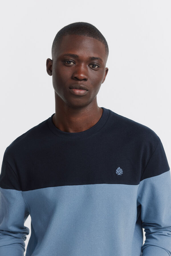 Springfield Playera manga larga bloque de color azul