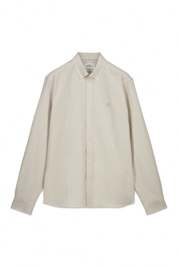 Springfield Camisa oxford a rayas sin arrugas beige