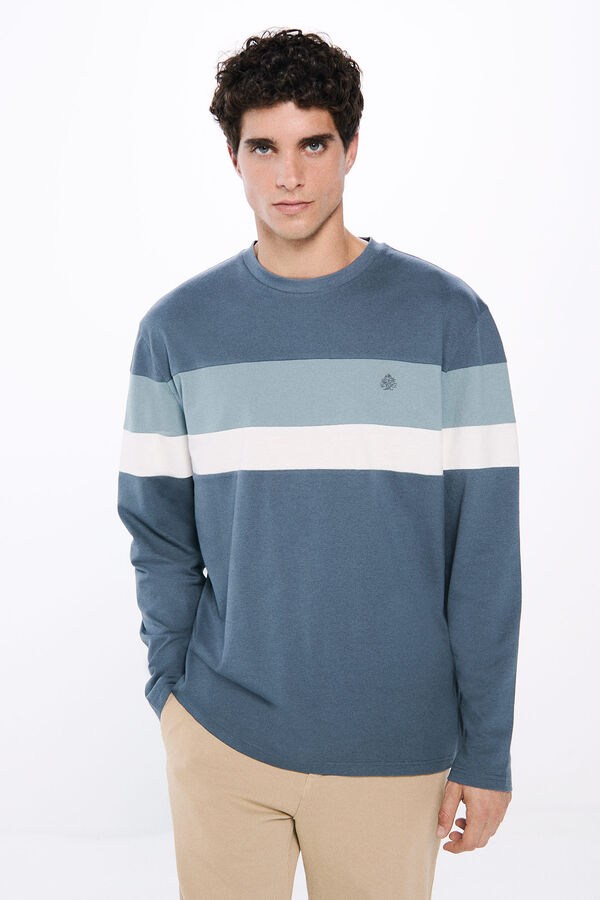 Springfield Playera manga larga cortes azul