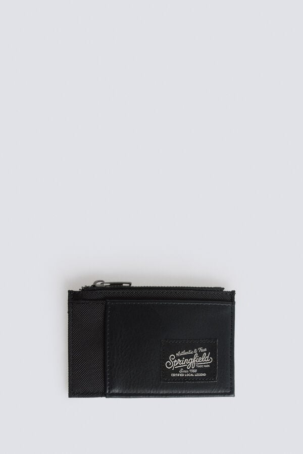 Springfield Monedero tarjetero de efecto piel bicolor negro