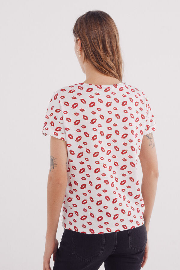 Springfield Playera manga vuelta trabilla estampada rojo