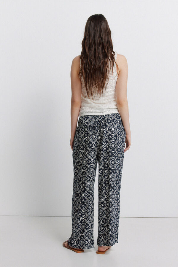Springfield Pantal&oacute;n fluido estampado marino