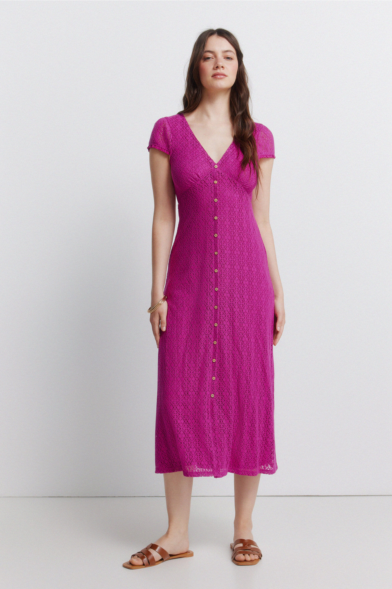 Springfield Vestido midi de crochet con botones