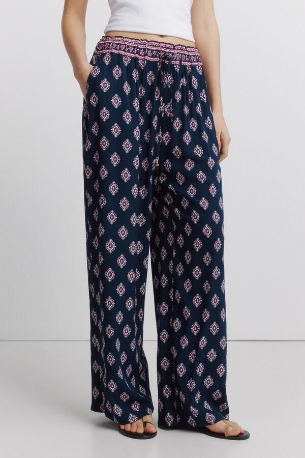 Springfield Pantal&oacute;n estampado r&uacute;stico con cord&oacute;n marino