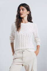 Springfield Suéter tejido pointelle blanco