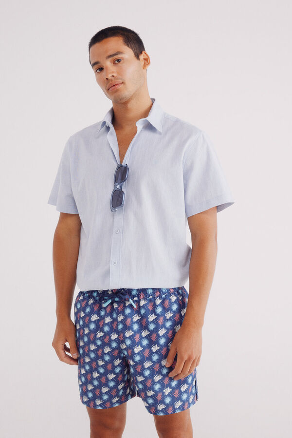 Springfield Bañador estampado hojas azulado