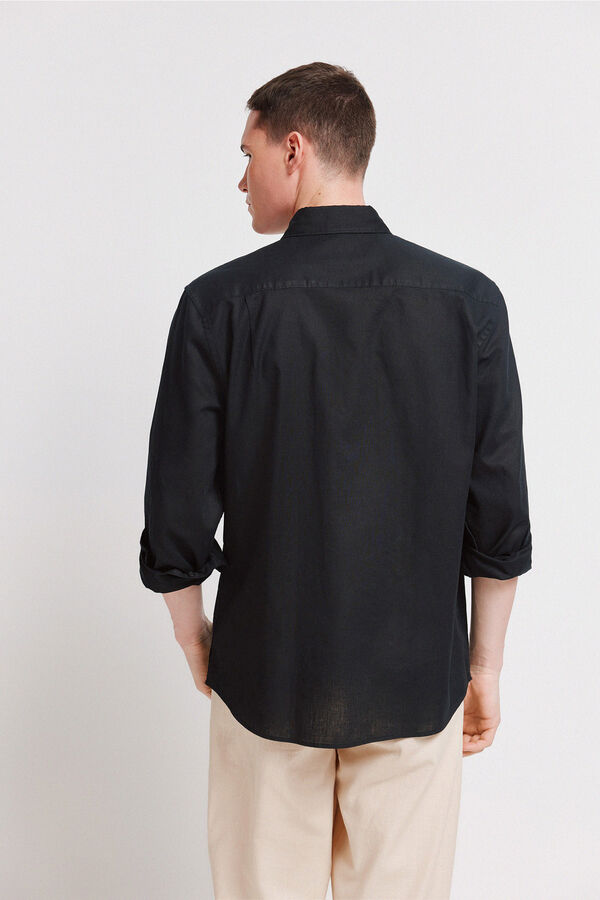 Springfield Camisa de lino negro
