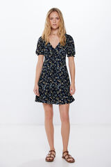Springfield Vestido corto mangas frunces marino