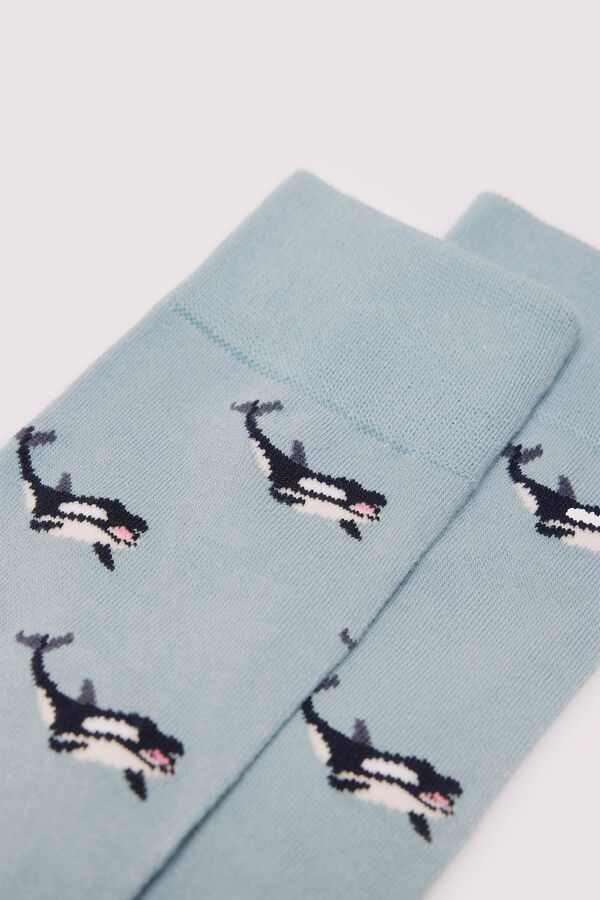Springfield Calcetín jacquard orcas azul