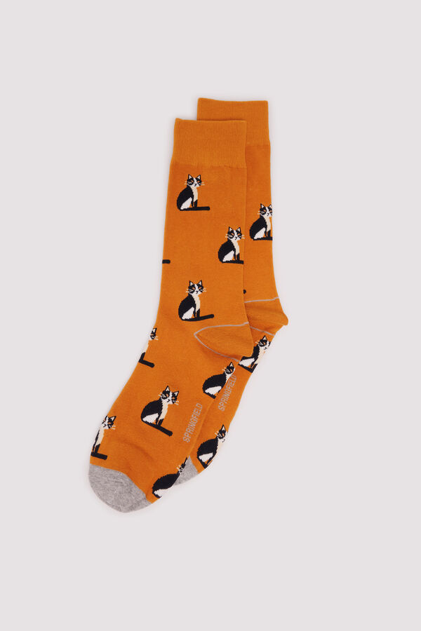 Springfield Calcetín de algodón de gato naranja
