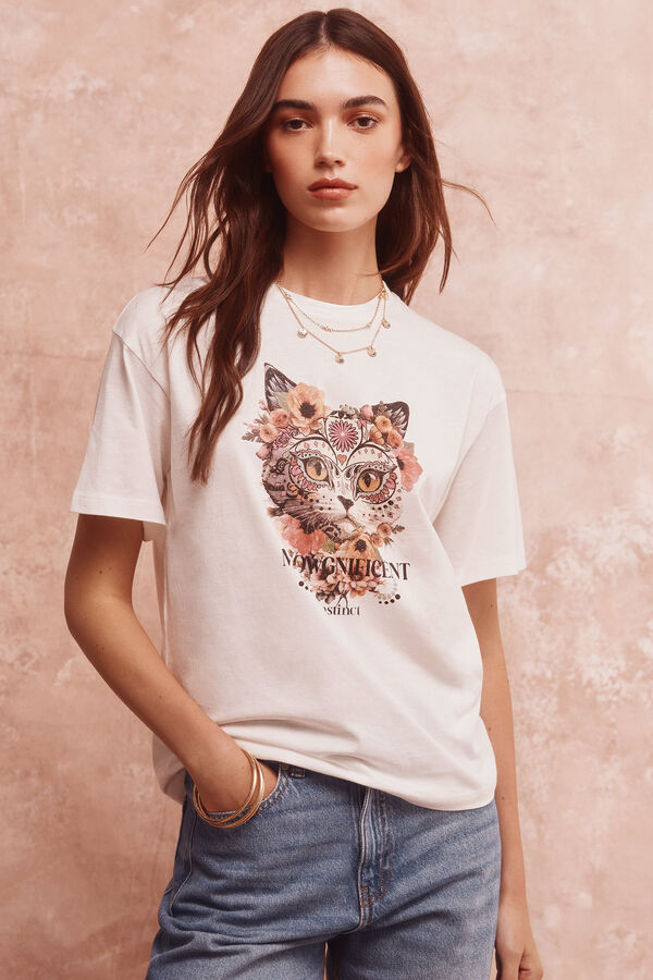 Springfield Playera "Meowgnifient" estampado