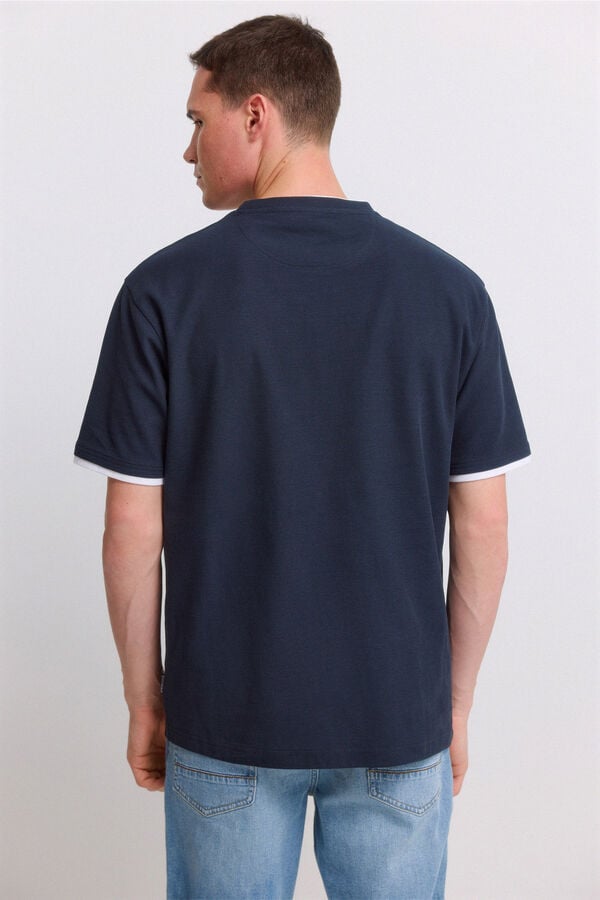 Springfield Playera de tela waffle doble azul