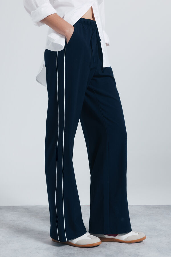 Springfield Pantalón jogger rayas lateral marino