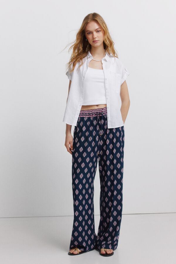 Springfield Pantal&oacute;n estampado r&uacute;stico con cord&oacute;n marino
